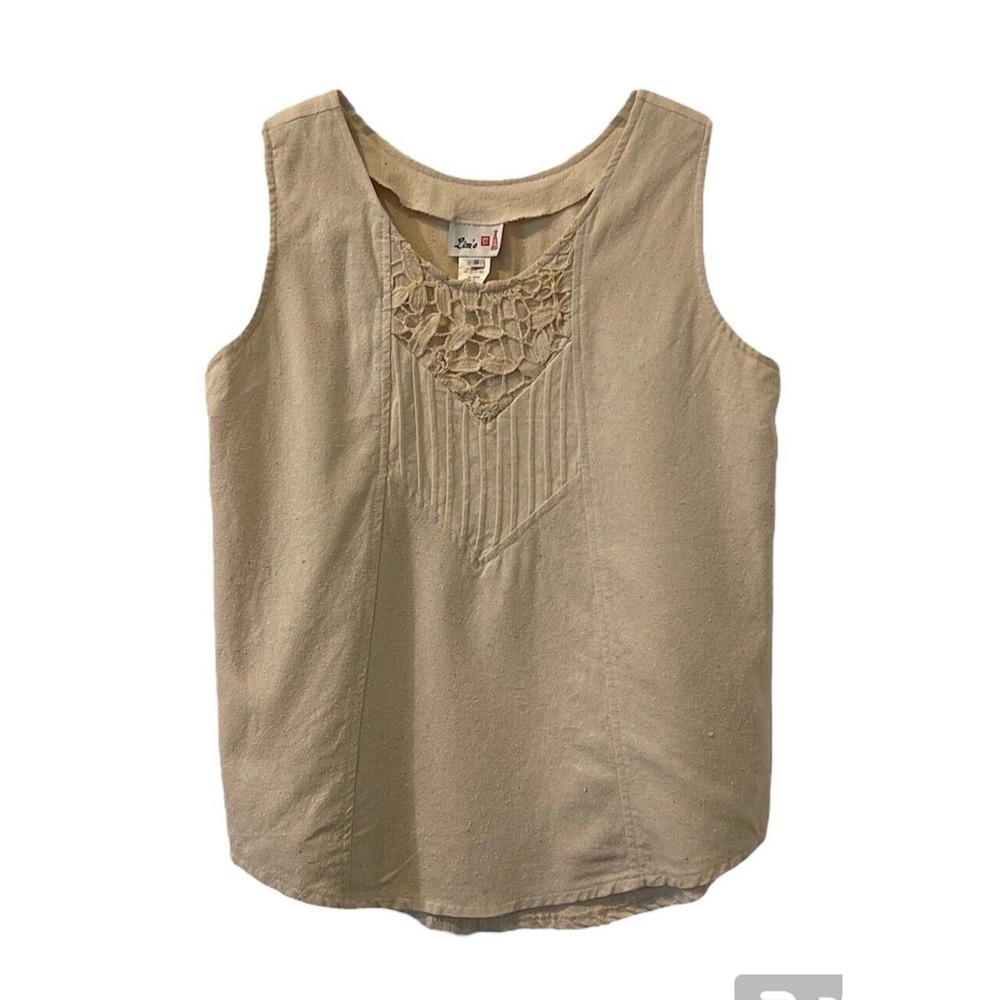Vintage Lim’s Silk L& Lace Top Sleeveless Tan Color Size Small